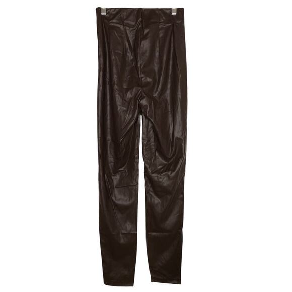 Vero Moda VMLANA HR Leggings Faux Leather High Rise Trousers Pants Brown NWT XS - Picture 4 of 9